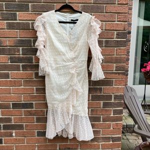 Cream Giffniseti Tulle Lace Ruffle MIDI Mermaid Dress FINAL SALE